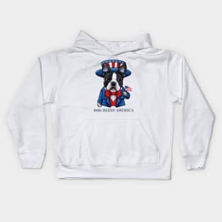 Boston Terrier Dog Bless America Kids Hoodie